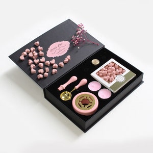 Kit de sellos de cera personalizados, juego de sellos de cera, kit de cera derretida, kit de sellos de cera con logotipo de boda, kit de colores de sellos de cera, sello de cera con logotipo personalizado