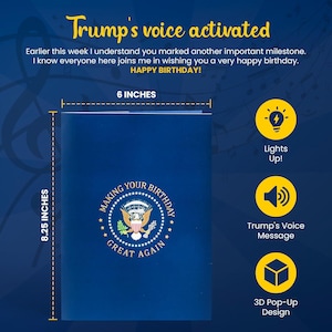 Trump Birthday Card: Pop-Up with Trump's Voice, Light & Sound image 3