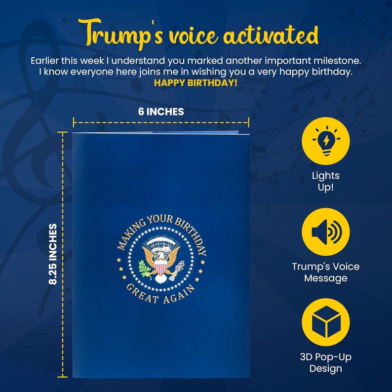 Trump Birthday Card: Pop-Up with Trump's Voice, Light & Sound image 3