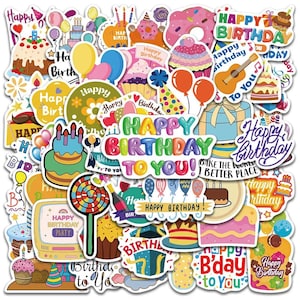 10/20/50/100 adesivi di buon compleanno - Adesivi divertenti per feste di bambini, adulti, feste, biglietti di compleanno e molti altri usi!