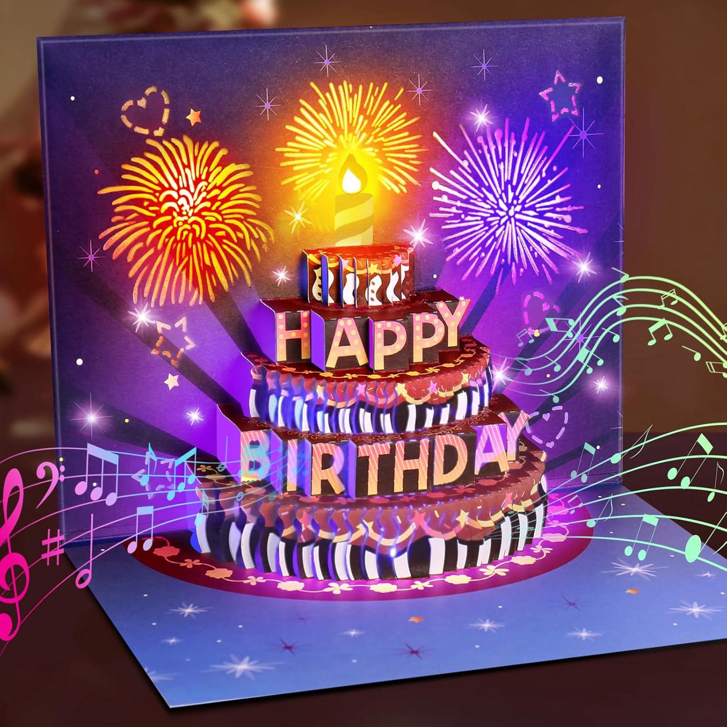 Pop up Birthday Card With Lights & Sound – Personalised 3D