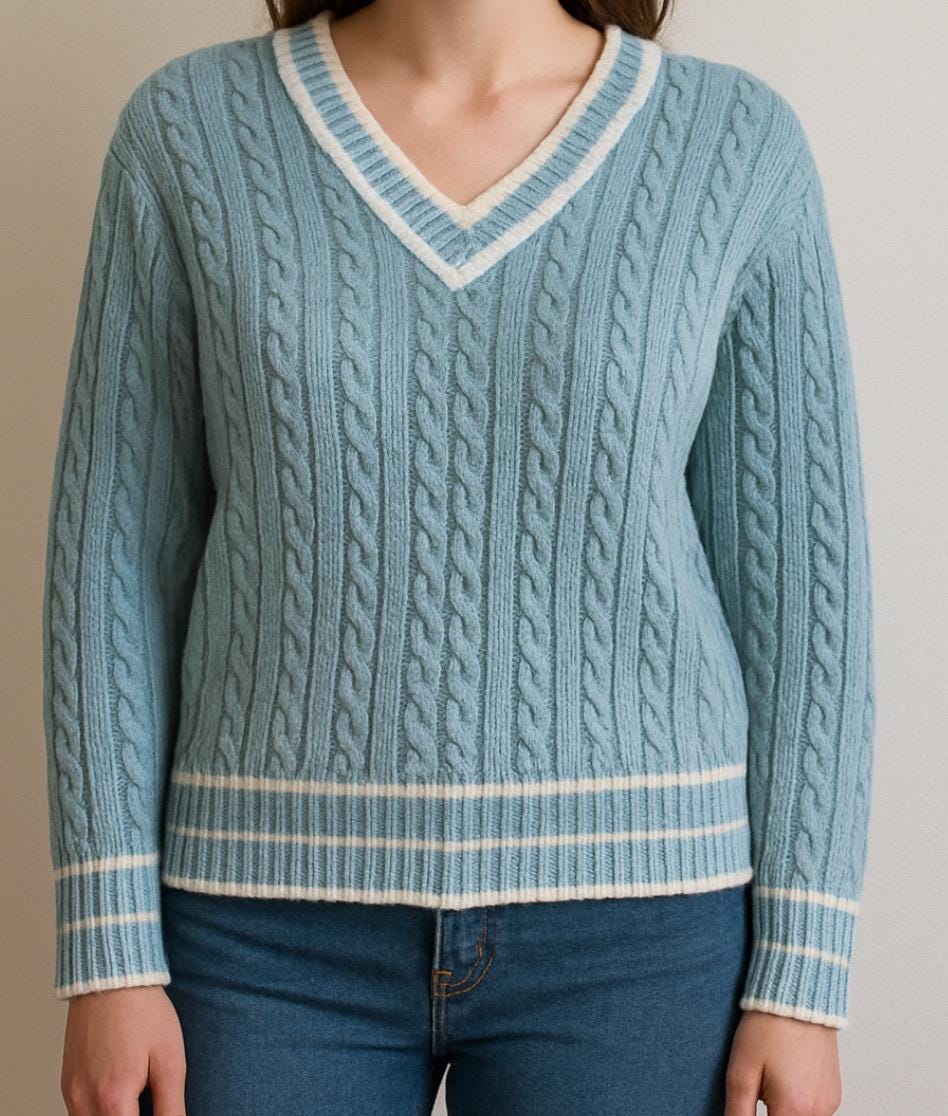 工場 2000s V-neck border knit sweater 2000s V-neck border knit