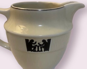 Vintage Hall utensilios de cocina Medallion Jug 5" Altura USA VGC Silueta