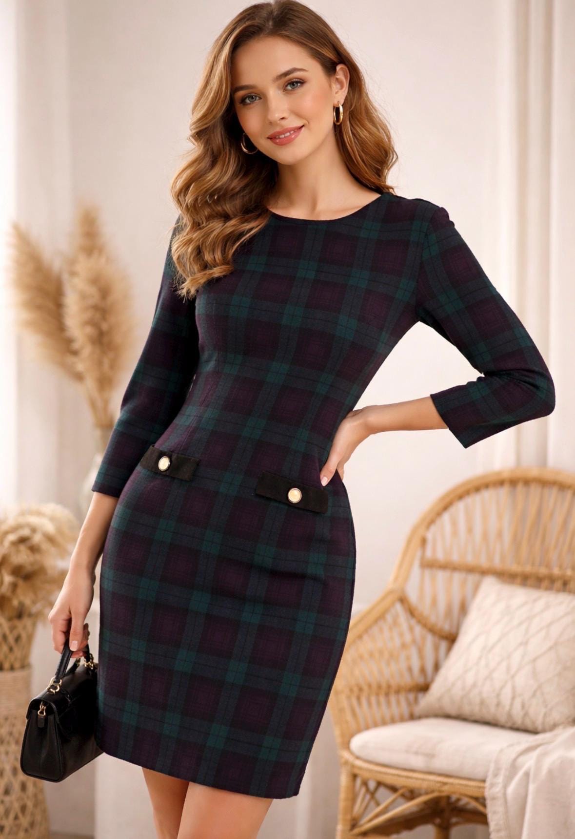 Plaid Sheath Dress - Etsy