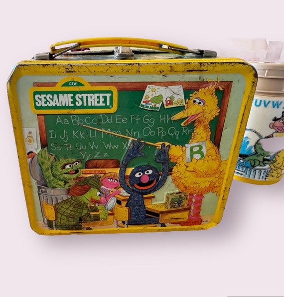 Sesame Street Metal Lunch Box 1978-1979 With Ther… - image 3