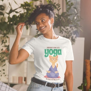 Cat yoga t shirt cheap