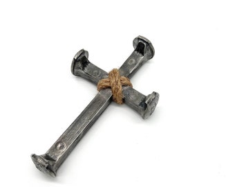 Railroad Spike Cross – Hand Welded Metal Cross, Christian Wall Decor