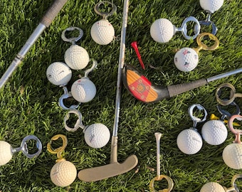 Handcrafted New and Repurposed Golf Ball Bottle Opener