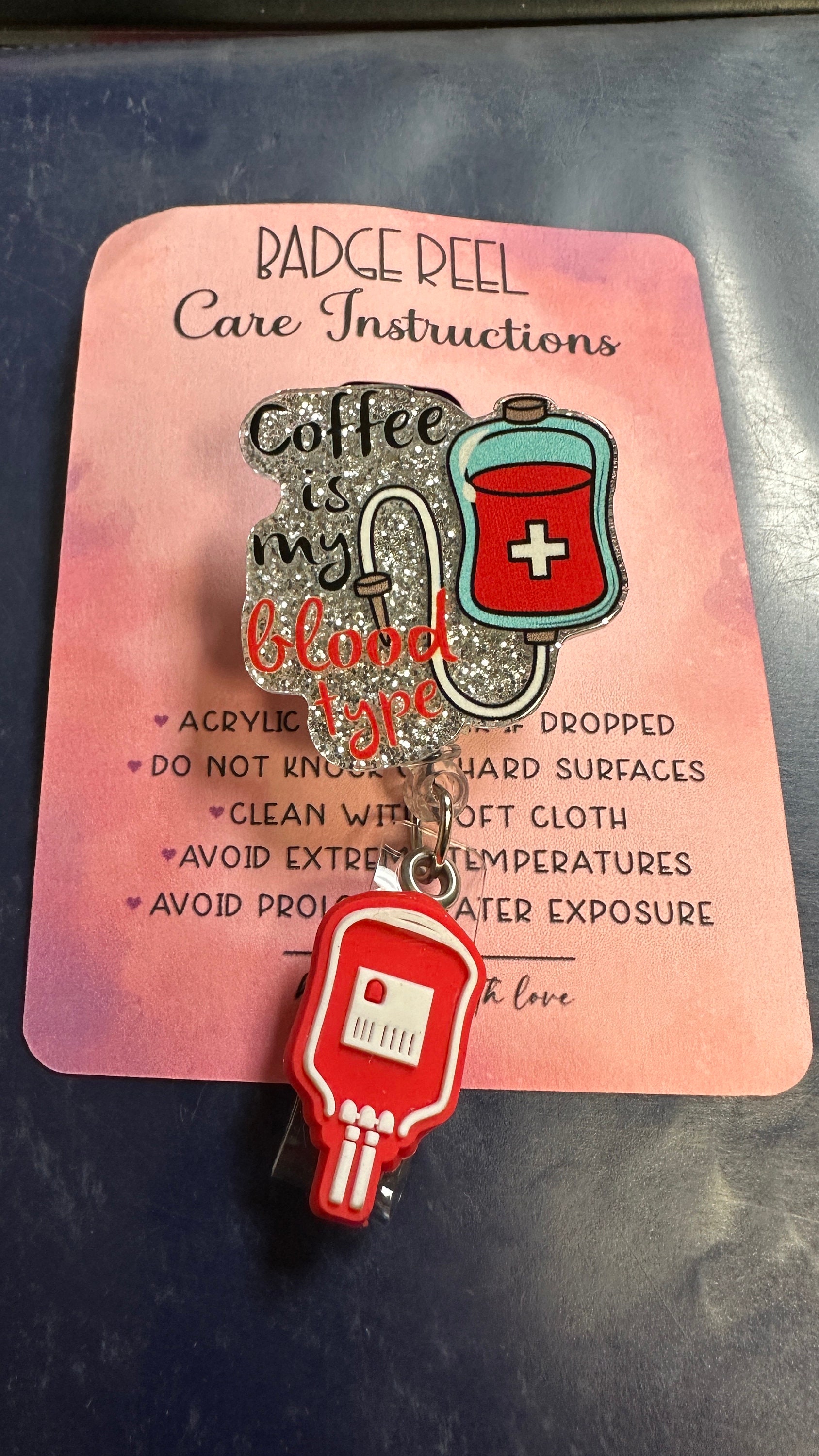 Coffee ID badge reel funny badge perfect for doctors nurses housekeeping  coffee iv bag