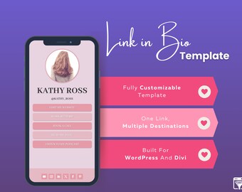 Link in Bio Template Pink | Customizable Instagram Bio Link Template | Pink Template | LinkTree Alternative | Instagram Template