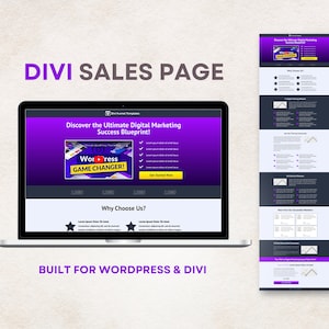 Purple Sales Page Template | WordPress Landing Page Design | Divi Sales Funnel Page and Marketing Websites