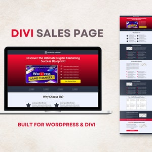 Red Sales Page Template | WordPress Landing Page Design | Divi Sales Funnel Page and Marketing Websites
