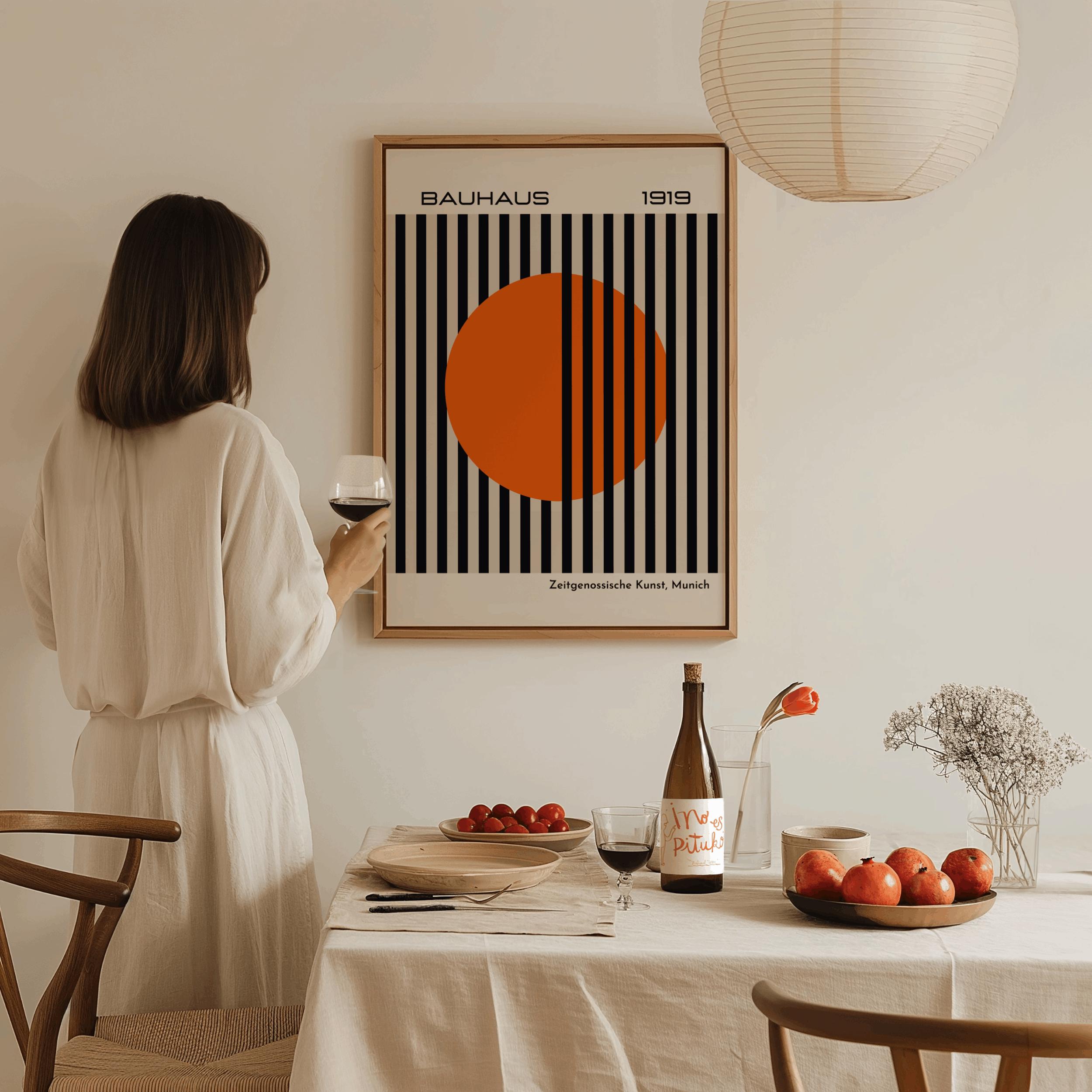 Bauhaus Orange Color Wall Art Design With Abstract Circle Design ...