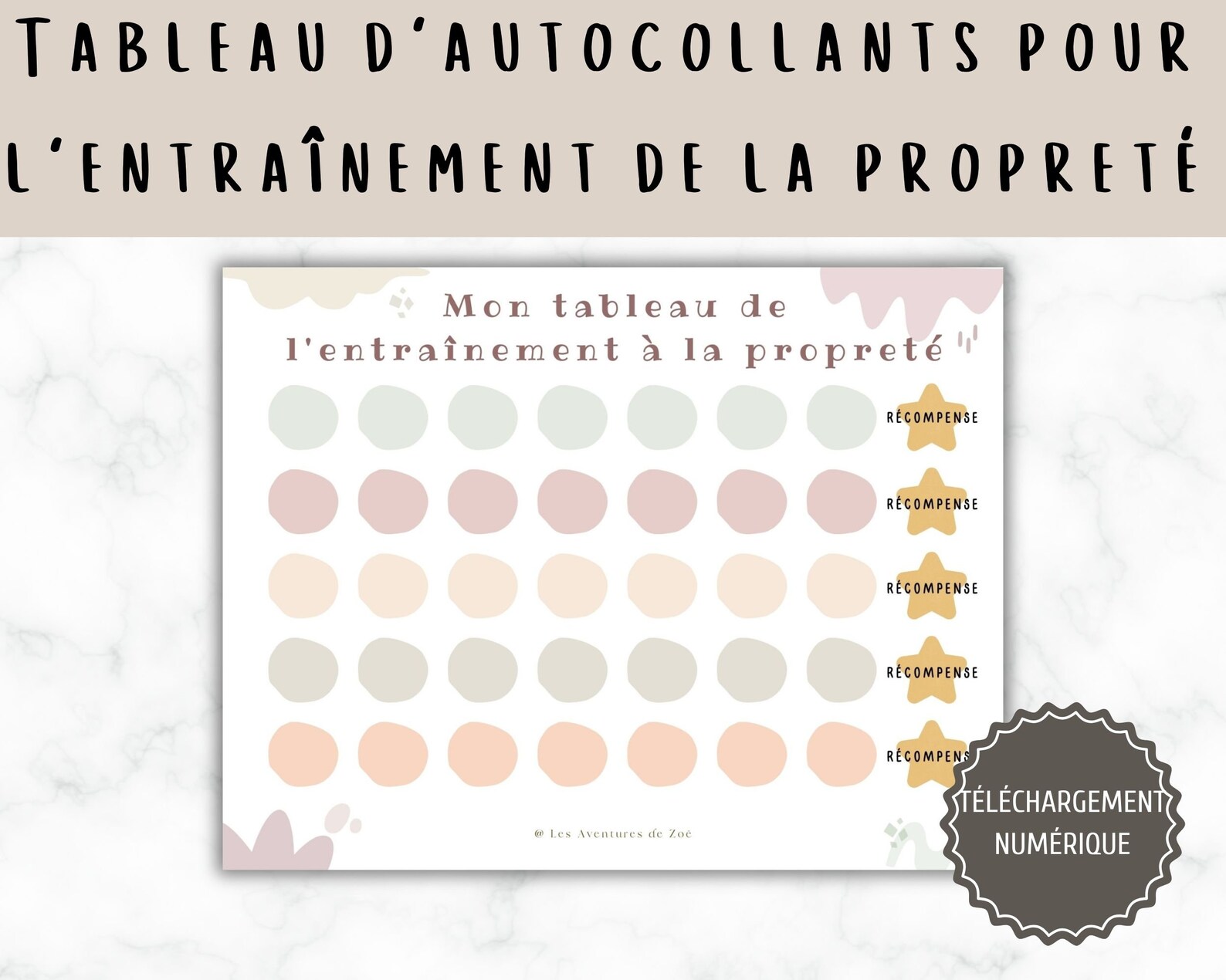 Tableau d'autocollants d'apprentissage de la propreté | Aide à l'apprentissage du comportement de motivation – Récompenses d'apprentissage de la