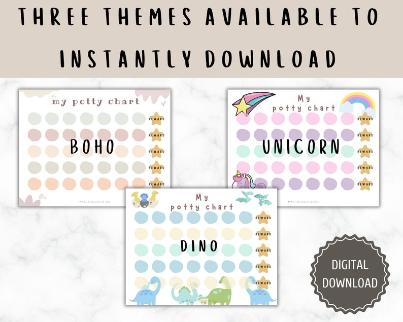 Printable Potty Training Sticker Chart, Reward Chart for Potty Training ...
