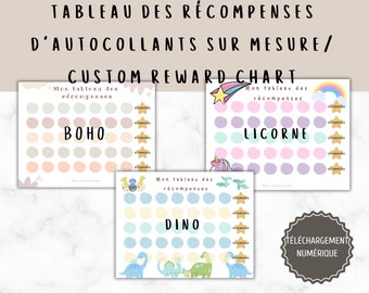 tableau des récompenses sur mesure/custom reward chart