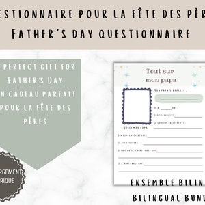 Questionnaire fête des pères pour enfant, Father's day questionnaire for kids, father's day printable gift, imprimable fête des pères