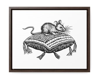 Linoleumssnittinspirerat digitalt konsttryck med mus - direkt nedladdning i PDF och PNG