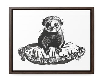 Linocut-Inspired Ferret Digital Art Print - Instant Download PNG and PDF