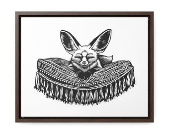 Linocut-Inspired Fennec Fox Digital Art Print - Instant Download PNG and PDF