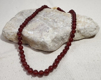 Red Agate Gemstone Necklace| Gemstone Beaded Necklace| Dainty Beaded Necklace| Birthstone Chocker| Gift for her| Layering Necklace