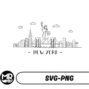 New York Minimal Skyline Illustration: USA City Vector (SVG, PNG)