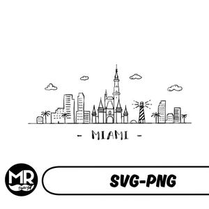 Miami Minimal Skyline Illustration: USA City Vector (SVG, PNG)