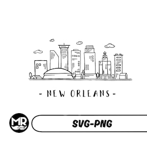 Skyline de la Nouvelle-Orléans, États-Unis, SVG illustré de la Nouvelle-Orléans, joli vecteur de la ville de la Nouvelle-Orléans, svg de la Nouvelle-Orléans, fichier numérique png