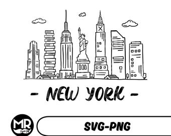 New York City Skyline Illustration (SVG, PNG)