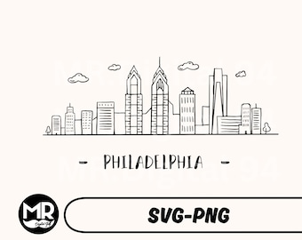Philadelphia Skyline Illustration: City Vector SVG, PNG (Digital File)