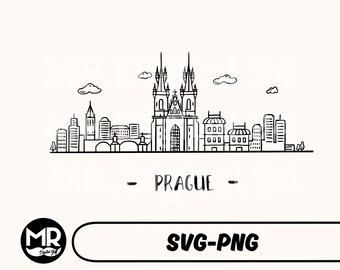 Prague Skyline SVG PNG, Czech Republic City Vector Illustration, Prague Wall Art, Cricut Cut File (Digital Download)