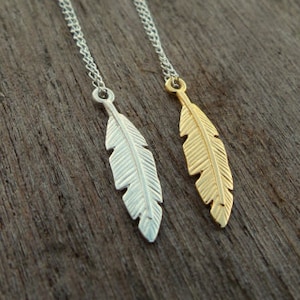 Feder Halskette / Einfache gold Halskette / Gold Filled, Sterling Silber Kette / Geschenk für Sie / Feder Schmuck