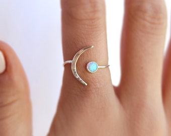 Moon Jewelry / Simple Moon Ring / Stacking Ring / Gold, Rose Gold ,Sterling silver Rings / Gift for her / Delicate Ring