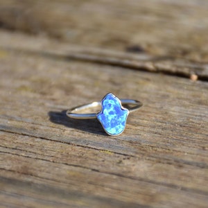 Opal Hamsa Ring – Sterlingsilver, Fin Ring
