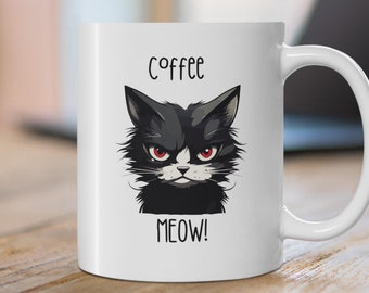 Kattmugg - Arg kattkaffekopp, Söt katttemugg, Rolig kattälskarepresent, Mugg för husdjursägare, Födelsedagskattmugg