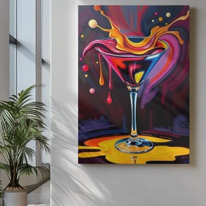 Martini Art Splash Art Deco Wall Art Dynamiczna sztuka koktajlowa do wystroju domu Dekoracja baru Bar Cart Art House Warming Gift Cyfrowe pobieranie Wydruk