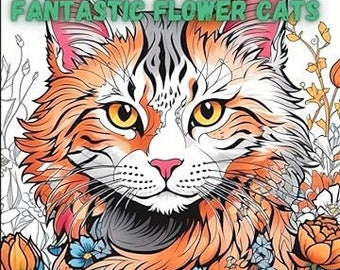 Cat Coloring Book & Floral Pages - Fun Digital Download for Cat Lovers - Relaxing Printable Art
