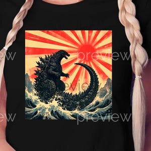 Godzilla Red Sun PNG / Arte a sublimazione di Kaiju giapponesi