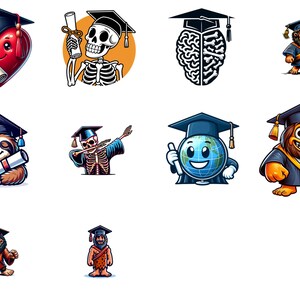 Graduierung Clipart Sammlung zum sofortigen Download - Perfekt für Sublimationsdesign-Projekte