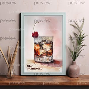 Old Fashioned Art Print | Bar Cart Decor | Cocktail Poster | Signature Drink Sign | Trendy Wall Art | Minimalist Elegant Sophisticated Retro