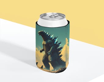 Godzilla Strandszene Dosenkühler | Kaiju Illustration Monster Bier Hülle | Sommer Kaiju Geschenk