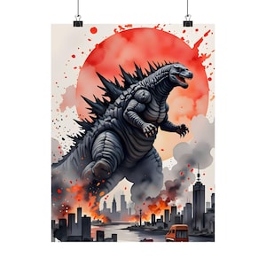 Godzilla Poster, Wandkunst, Wohnkultur, Film-Erinnerungsstücke, Geschenke für Fans, Anime Decor, Matte Vertikal