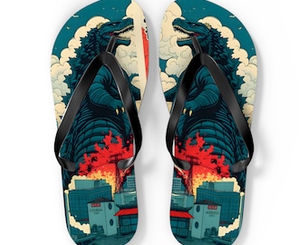 Kaiju City Rampage Godzilla-slippers | Monster Attack-strandsandalen