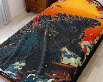 Retro Godzilla Velveteen Blanket | Movie Lover Throw