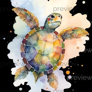 Green Turtle Clipart PNG - Digital Art for Home Decor & Printables - Instant Download Digital Illustration