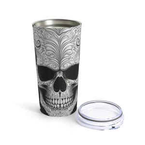 Skull Tumbler, Gothic Cup, Dark Drinkware, Halloween Mug, Spooky Gift, Pirate Decor, Skull and Crossbones Tumbler