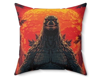 Godzilla Throw Pillow, Retro Movie Monster Decor, Fandom Gift, Kids Bedroom