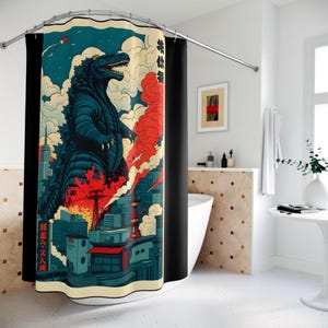 Godzilla Shower Curtain - Etsy