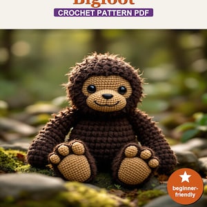 Bigfoot Sasquatch Amigurumi Virkmönster PDF Cryptid Plush Direkt Nedladdning