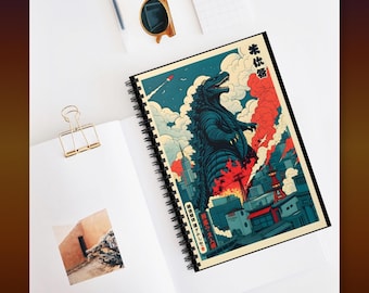 Godzilla Kaiju notitieboek met spiraal | Tijdschrift met retroregels